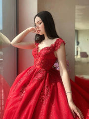 2024 Red Wedding Dresses Lace Off Shoulder Beaded Tulle Long Quince Dresses Sequin