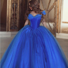 Royal Blue Tulle Cinderella Quinceanera Dresses Ball Gowns