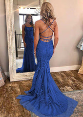 2024 Royal Blue Formal Prom Dresses Sexy Long Lace Evening Dress UK