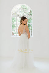 Bohemian Deep V-Neck Lace & Tulle Wedding Dresses