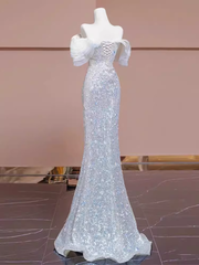 Pretty Mermaid Off The Shoulder Sequin Long Evening Party Dress Prom Dresses PD0039