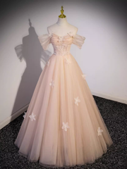 Vintage Ball Gown Off The Shoulder Tulle Long Prom Dress Formal Dresses PD0048
