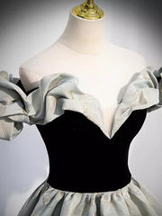 Pretty A line Off The Shoulder Satin Long Evening Party Dress Prom Dresses PD0051