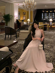 Classy A Line Scoop Neckline Long Light Pink Prom Dresses Birthday Outfits Evening Gown SD1024