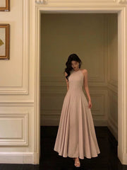 Classy A Line Scoop Neckline Long Light Pink Prom Dresses Birthday Outfits Evening Gown SD1024