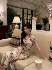 Classy Sheath High Neckline Chiffon Prom Dresses Birthday Outfits Evening Gown SD1058