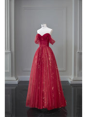 Pretty Ball Gown Off The Shoulder Navy Blue Tulle Long Prom Dresses Party Dress SD1326