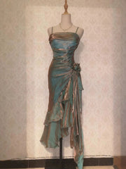 Retro Mermaid Spaghetti Straps High Low Party Dress Prom Dresses SD2820