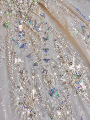 Luxury Ball Gown Off The Shoulder Short Sleeves Sequin White Wedding Dresses Brides Dress SD1955