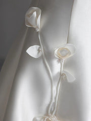 Classy Ball Gown Strapless Short Sleeves Satin White Wedding Dresses Brides Dress SD1967