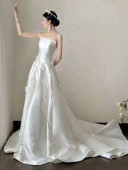 Timeless Ball Gown Off The Shoulder White Tulle Long Wedding Dresses Bridal Dress SD1977