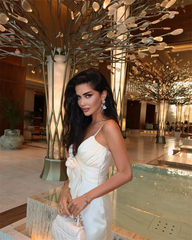 Beautiful Mermaid Spaghetti Straps Satin Long Party Dresses Prom Dress SD2043