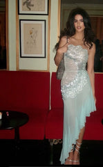 Gorgeous Mermaid Strapless Chiffon Blue Prom Dresses Formal Evening Dress SD2211