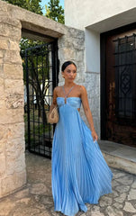 Sexy A Line Spaghetti Straps Blue Backless Prom Dresses Long Party Dress SD2272