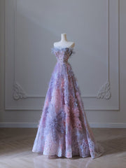 Pretty A line Sweetheart Tulle Long Prom Dresses Evening Gowns SD2331