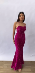 Beautiful Mermaid Spaghetti Straps Backless Sequin Long Party Dresses Prom Dress SD2368