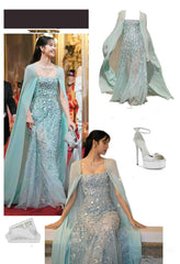 Classy A line Strapless Sleeveless Chiffon Light Sky Blue Long Prom Dresses SD2397