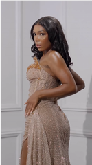 Gorgeous Mermaid Spaghetti Straps Floor Length Sequin Slit Evening Dress Prom Dresses SD2402