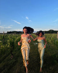 Simple Mermaid Strapless Neckline Long Party Dress Satin Yellow Prom Dresses SD2424