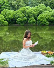 Simple Ball Gown Spaghetti Strapless White Long Party Dress Prom Dresses SD2453