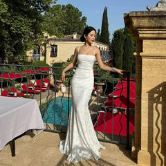 Pretty Mermaid Spaghetti Straps Long Lace Party Dresses Prom Dresses SD2461