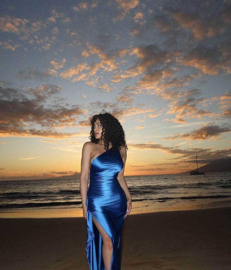 Pretty Sheath One Shoulder Blue Long Party Dresses Prom Dresses SD2468