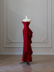 Simple Mermaid Off The Shoulder Neckline Burgundy Sequin Long Party Dress Prom Dresses SD2478