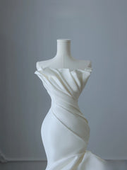 Timeless Mermaid Strapless Satin Ivory Long Wedding Dress Bridal Dresses SD2494