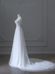 Timeless A line Sweetheart Tulle White Lace Long Wedding Dress Bridal Dresses SD2497