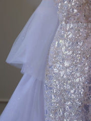 Classy Mermaid High Neckline Sequin Ruffles Long Evening Dress Prom Dresses SD2505