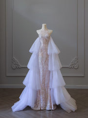 Classy Mermaid High Neckline Sequin Ruffles Long Evening Dress Prom Dresses SD2505