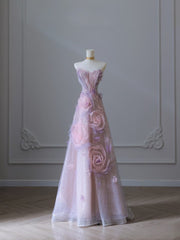 Classy Balll Gown Sweetheart Floral Lilac Tulle Long Evening Dress Prom Dresses SD2517