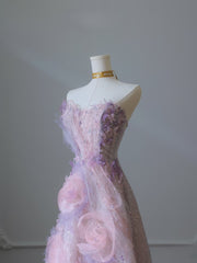 Classy Balll Gown Sweetheart Floral Lilac Tulle Long Evening Dress Prom Dresses SD2517