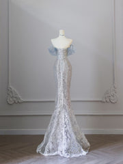 Classy Mermaid Off The Shoulder Neckline Sequin Ruffles Long Evening Dress Prom Dresses SD2523