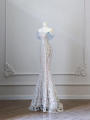 Classy Mermaid Off The Shoulder Neckline Sequin Ruffles Long Evening Dress Prom Dresses SD2523