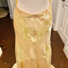 Pretty Mermaid Spaghetti Straps Yellow Backless Long Party Dresses Prom Dresses SD2708