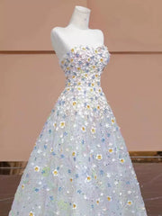 Gorgeous Balll Gown Sweetheart Floral Tulle Long Evening Dress Prom Dresses SD2749