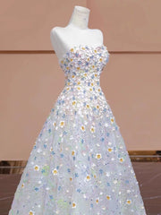 Gorgeous Balll Gown Sweetheart Floral Tulle Long Evening Dress Prom Dresses SD2749