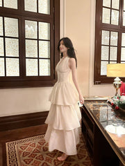 Pretty A Line Ruffles Ankle Length White Evening Dress Prom Dresses SD2752