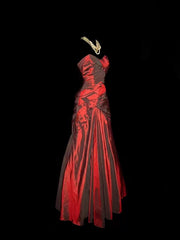 Gorgeous Mermaid Sweetheart Red Taffeta Long Evening Dress Prom Dresses SD2753