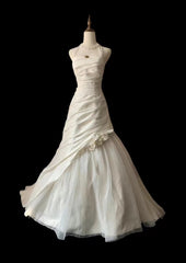 Chic Mermaid Halter Satin Ivory Long Wedding Dress Bridal Dresses SD2758