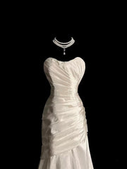 Chic Mermaid Sweetheart Taffeta Ivory Long Wedding Dress Bridal Dresses SD2760