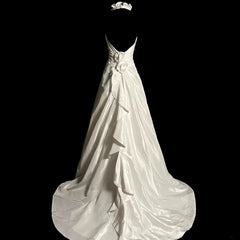Classy A Line Halter Satin Ivory Long Wedding Dress Bridal Dresses SD2761