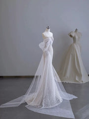 Classy Mermaid Spaghetti Straps White Sequin Long Wedding Dress Bridal Dresses SD2762