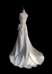 Classy Mermaid Spaghetti Straps White Satin Long Wedding Dress Bridal Dresses SD2764