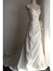 Classy Mermaid Spaghetti Straps White Satin Long Wedding Dress Bridal Dresses SD2764