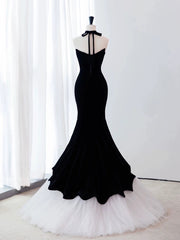 Pretty Mermaid Sweetheart Neckline Black Tulle Long Evening Dress Prom Dresses SD2779