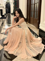 Pretty A Line Spaghetti Straps Pink Chiffon Ankle Length Evening Dress Prom Dresses SD2829