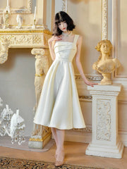 Sexy Sheath Square Neckline White Evening Dress Lace Prom Dresses SD2833