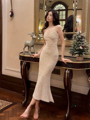 Pretty Mermaid Spaghetti Straps Sequin Ankle Length Evening Dress Prom Dresses SD2834